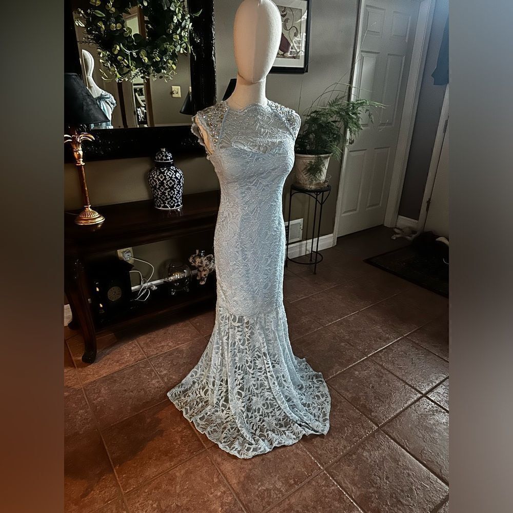 Baby Blue Sparkly Shimmer Prom Dress